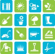 Silhouette Gardening tools and objects icons