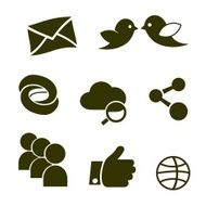 Set of social network icons with links twitter bird mail