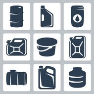 Vector cans and barrels icons set
