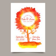 Invitation with watercolor tree N2