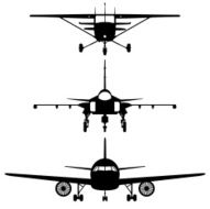 Airplanes frontviews silhouettes
