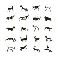 Rock paintings ethnic animals sketch for your design N4