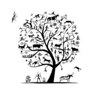Rock paintings tree sketch for your design