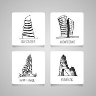 Urban architecture vector set City skyscrapers hand drawn abstract collection
