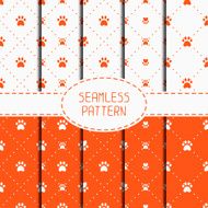 Set of seamless pattern Animal footprints cat dog Wrapping paper N3