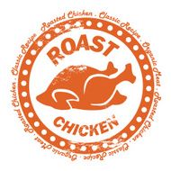 Roasted Chicken Distressed Brown Stamp Logo for Restaurant Menu