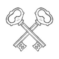 Crossed hand drawn keys design element vector N4