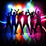 silhouettes of party people dancing