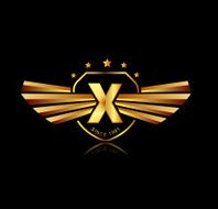 Letter X winged crests logo Alphabet logotype design concept