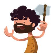 Stone age man holding ancient tool vector illustration cartoon character N2