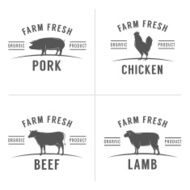 Set of vintage butchery meat stamps and labels