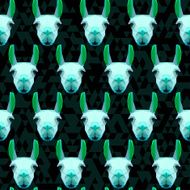 Abstract polygonal geometric soft blue colored llama seamless pattern background