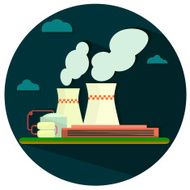 Building factory flat icon with long shadow
