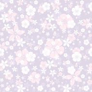 Vector seamless pattern with white and pink flowers on purple