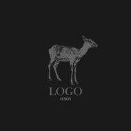 vector illustration with engraving antelope or goat Logo design