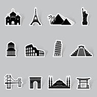 World famous buildings abstract silhouettes