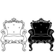 Furniture hand drawn set vintage chair armchair N2
