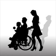 Vector silhouettes of people in a wheelchair N61