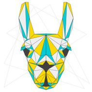 Abstract blended colored polygonal triangle geometric llama isolated on white