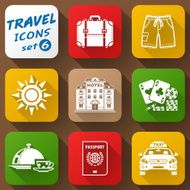 Flat icons set of travel elements N5