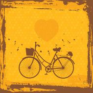 Abstract grunge frame bicycle silhouette on orange background template Vector