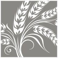 Stylized ears of wheat on grey