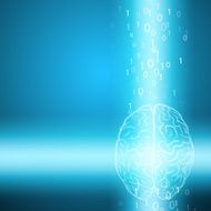Digital brain on blue background N3