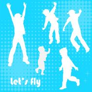 Vector background of jumping kids N2