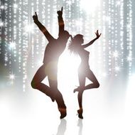 Party people on sparkle background