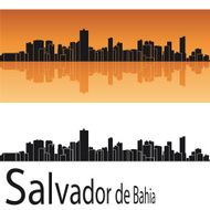 Salvador de Bahia skyline in orange background