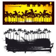 grunge banner with palms