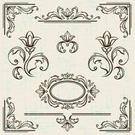 Calligraphic design elements and page decoration vintage frames N3
