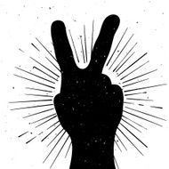 Distressed peace sign silhouette grunge template for your text