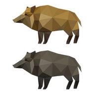 Abstract polygonal geometric triangle wild boar set isolated on white