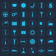 Car parts icons set