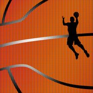 Basketball background with black color silhouette of a basketball player