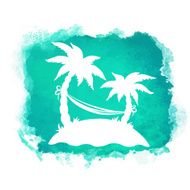Watercolor palm trees island hammock