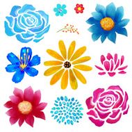 Hand painted flowersl watercolor set
