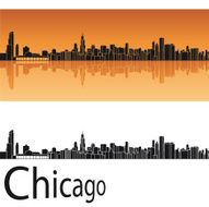 Chicago skyline in orange background