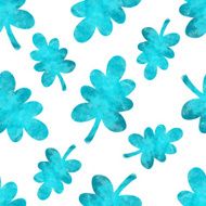 Seamless pattern with watercolor blue oak tree leaves N2