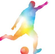 Abstract Soccer Player Scoring in Beautiful Summer Haze