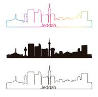 Jeddah skyline linear style with rainbow