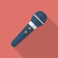 Microphone icon Modern Flat style with a long shadow