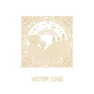 Vector landscape illustration in linear style