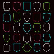 Shield contour icons set