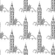 English Big Ben seamless pattern