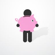 silhouette of a man with pink piggy banks