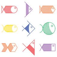 Set of vector colorful fish icons
