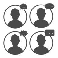 User avatar icon sign symbol with a speech bubble