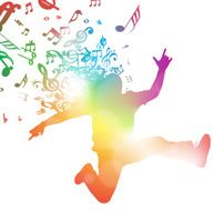 Abstract Man Jumping through Music